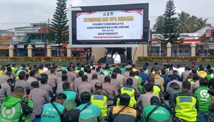 Polres Tasikmalaya Bersama Pemkab Tasikmalaya dan Komunitas Ojol Gelar Istigosah